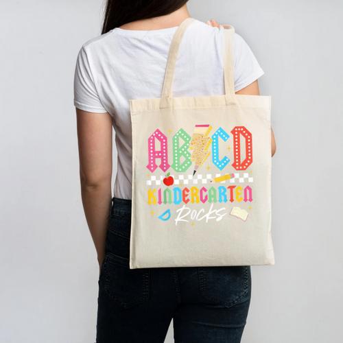 ABCD Kindergarten Rocks Pencil Lightning Teachers Rock Boys Canvas Tote Bag - teacherstshirts.com UK