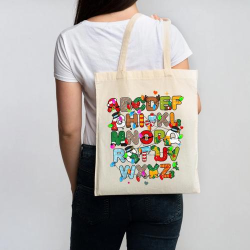ABCs Learning Kindergarten Teacher Christmas Lights Alphabet For Men Women Kids Canvas Tote Bag - teacherstshirts.com AU