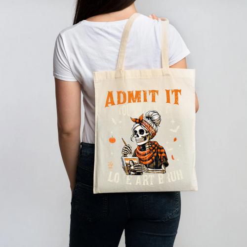 Admit It You Low Key Love Art Bruh Halloween Art Teacher Canvas Tote Bag - teacherstshirts.com UK