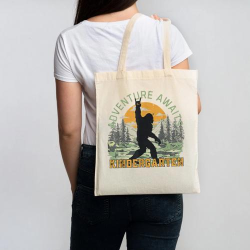 Adventure Awaits Bigfoot Teacher Kindergarten Back To School Canvas Tote Bag - teacherstshirts.com UK