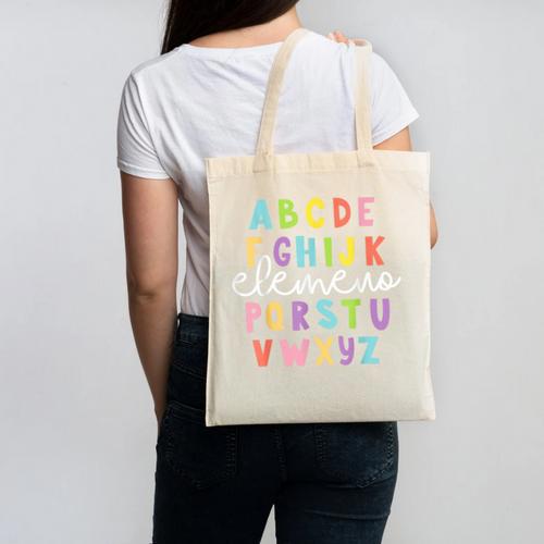 Alphabet ABC Elemeno Teacher Student Back To School Canvas Tote Bag - teacherstshirts.com CA