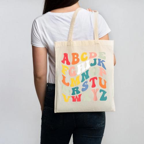 Alphabet Hi Back To School ABC Pre K Kindergarten Teacher Canvas Tote Bag - teacherstshirts.com CA