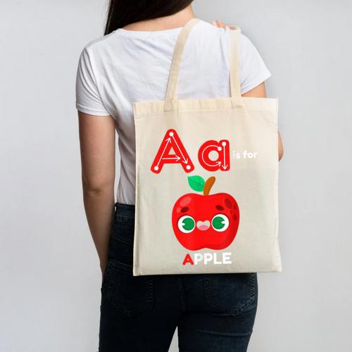 A Is For Apple Pre-K Kindergarten Teacher Student Canvas Tote Bag - teacherstshirts.com AU