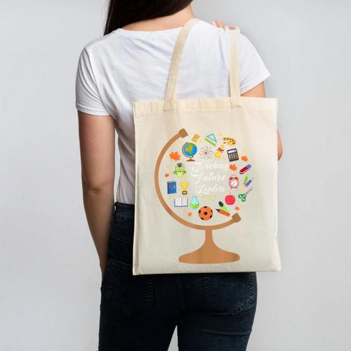 Awesome Teachers T Shirt Teaching Future Leaders Globe For Men Women Canvas Tote Bag - teacherstshirts.com CA