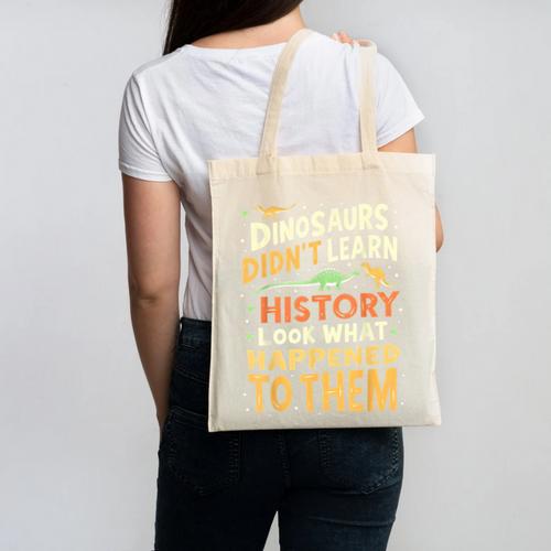 Back To School Dinosaur Social Studies Teacher Student Canvas Tote Bag - teacherstshirts.com