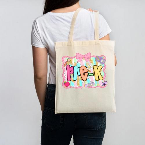 Back To School Pre-K Preppy Teacher Girl Canvas Tote Bag - teacherstshirts.com AU