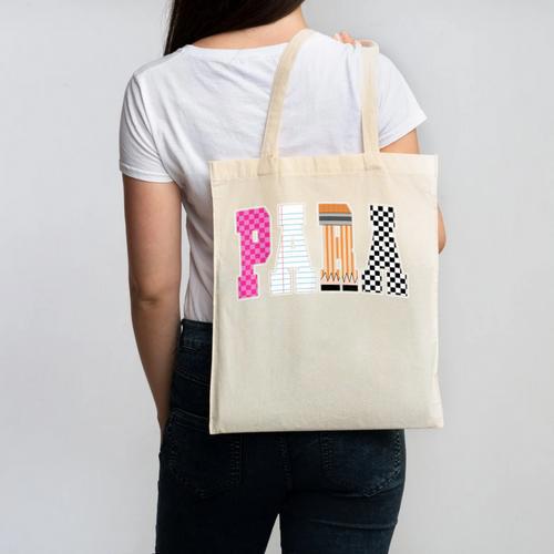 Back To School Teacher Para Preppy Checkered Para Life Canvas Tote Bag - teacherstshirts.com