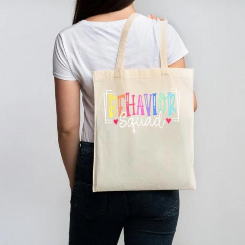 Behavior Squad Therapy Therapists Teachers Behavior Team Canvas Tote Bag - teacherstshirts.com UK