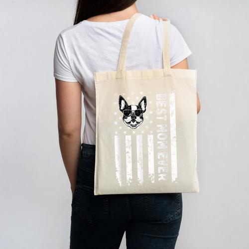 Best Boston Terrier Dog Mom Ever USA Flag For Men Women Kids Canvas Tote Bag - Bostonterriersmerch.com