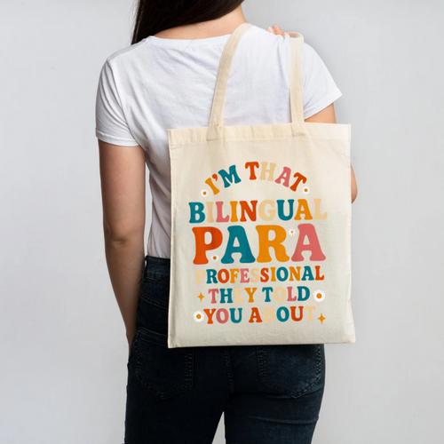 Bilingual Paraeducator Paraprofessional Parapro Teachers Canvas Tote Bag - teacherstshirts.com