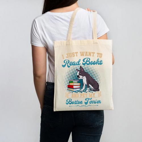 Boston Terrier American Gentleman Bibliophile Book Lover Canvas Tote Bag - Bostonterriersmerch.com UK