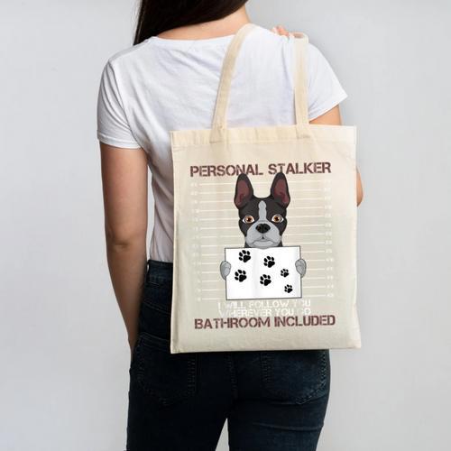 Boston Terrier American Gentleman Personal Stalker Dog Lover Canvas Tote Bag - Bostonterriersmerch.com UK