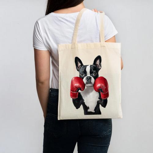 Boston Terrier Boxing Canvas Tote Bag - Bostonterriersmerch.com DE