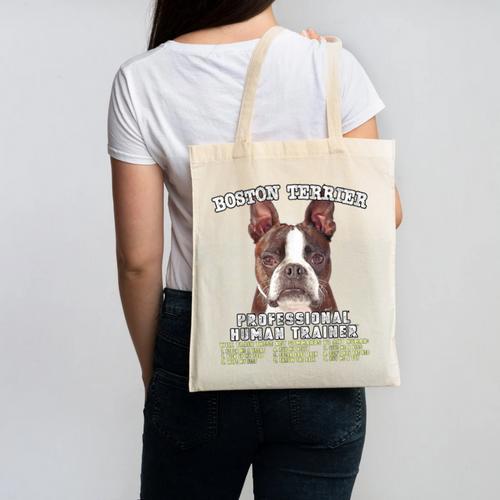 Boston Terrier Brindle Dog Professional Human Trainer Canvas Tote Bag - Bostonterriersmerch.com DE