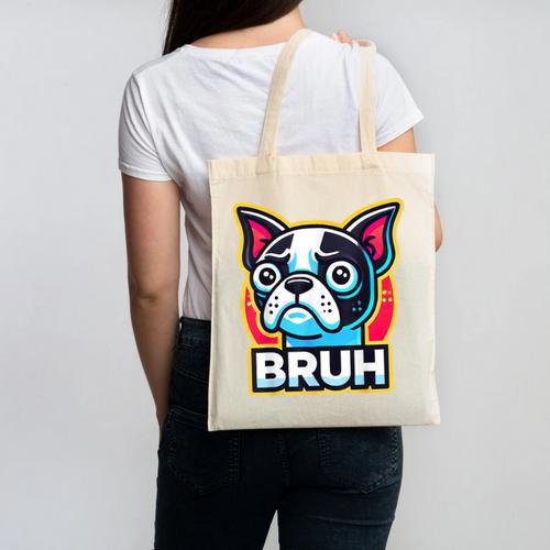 Boston Terrier Bruh Dog Lover Canvas Tote Bag - Bostonterriersmerch.com CA