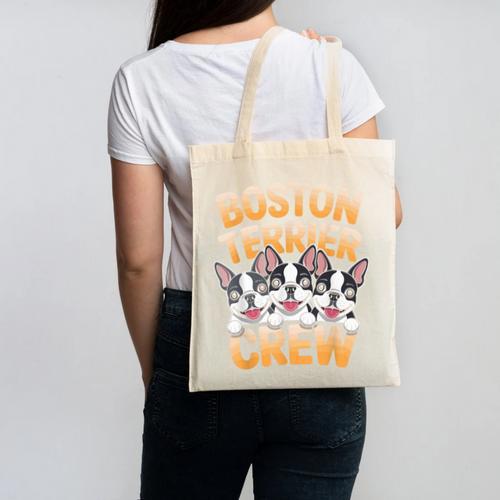 Boston Terrier Crew Cartoon For Dog Owner Pet Boston Terrier Canvas Tote Bag - Bostonterriersmerch.com CA