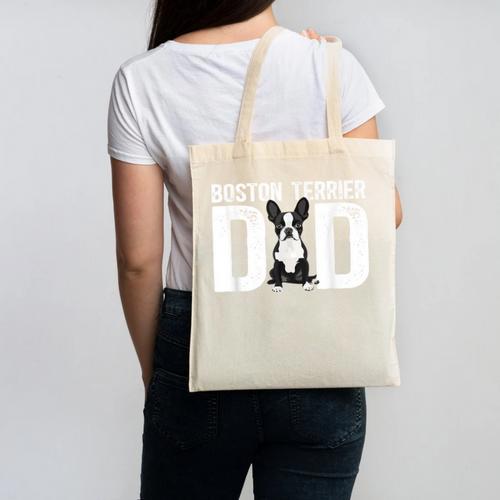 Boston Terrier Dad Of A Bostie Dad Bostie Father Canvas Tote Bag - Bostonterriersmerch.com