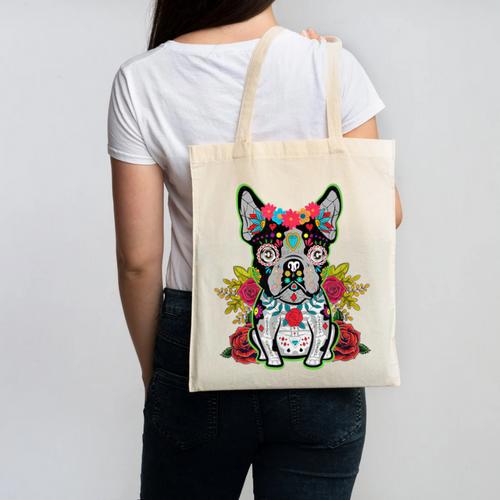 Boston Terrier Dia De Los Muertos Day Of The Dead Dog Skull For Men Women Kids Canvas Tote Bag - Bostonterriersmerch.com AU
