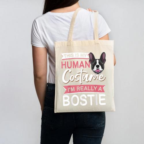 Boston Terrier Dog Bostie Halloween Costume Dog For Kids Canvas Tote Bag - Bostonterriersmerch.com