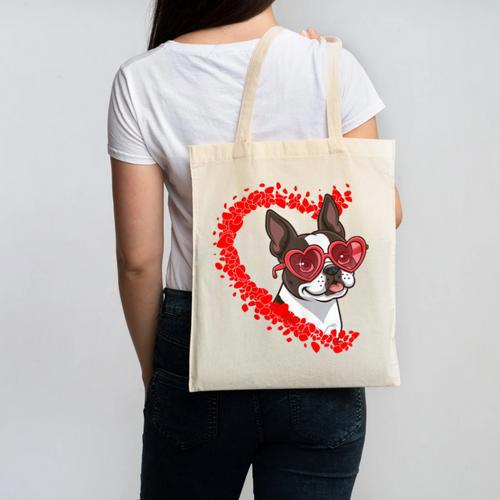 Boston Terrier Dog Mom Dad Valentine’s Day Pet Lover For Men Women Kids Canvas Tote Bag - Bostonterriersmerch.com