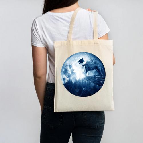 Boston Terrier Dog Moon Dog Mom Dad Women Men Dog Lovers Canvas Tote Bag - Bostonterriersmerch.com