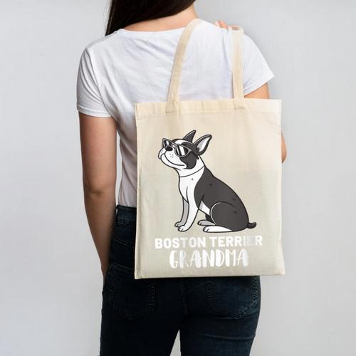 Boston Terrier Dog Owner Grandma Canvas Tote Bag - Bostonterriersmerch.com CA