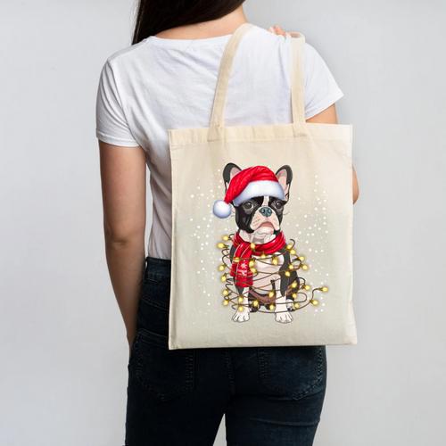 Boston Terrier Dog Ugly Christmas Dog Xmas For Men Women Kids Canvas Tote Bag - Bostonterriersmerch.com CA