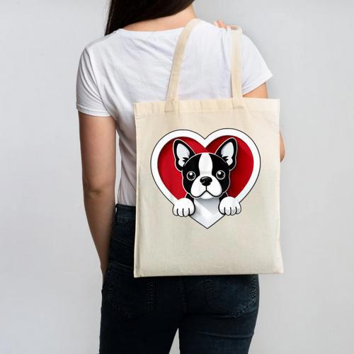 Boston Terrier Heart Cute Puppy Lover Or Dog Owner Canvas Tote Bag - Bostonterriersmerch.com DE