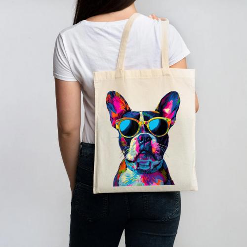 Boston Terrier Lovers Pop Art Boston Terrier Canvas Tote Bag - Bostonterriersmerch.com CA