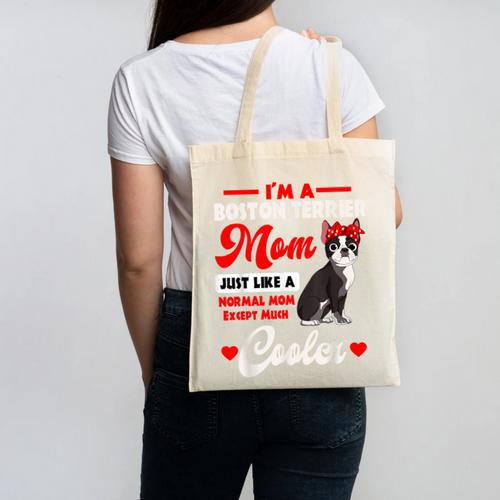 Boston Terrier Mom American Gentleman Dog Mother's Day Canvas Tote Bag - Bostonterriersmerch.com