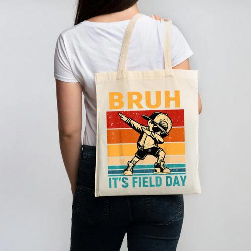 Bruh It's Field Day Teacher Happy Field Day Dabbing Boy Canvas Tote Bag - teacherstshirts.com AU
