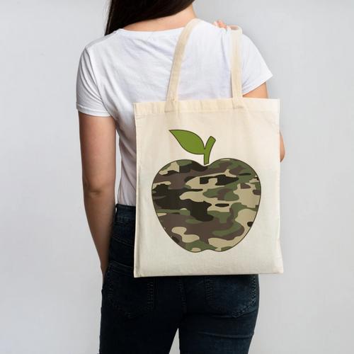 Camo Apple Camouflage Clothing School Student Camo Teacher Men Women Kids Canvas Tote Bag - teacherstshirts.com DE