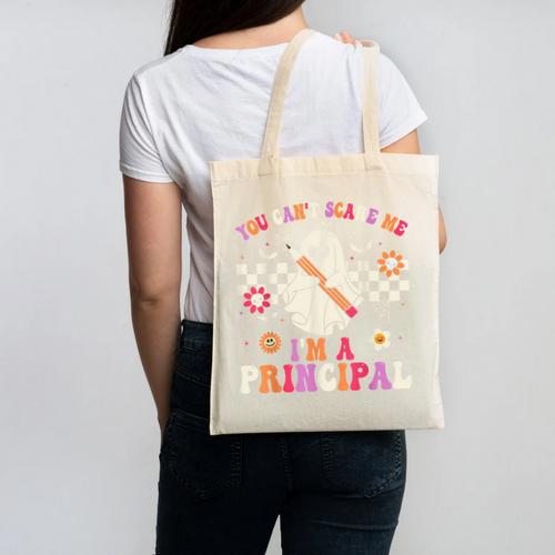 You Can't Scare Me I'm a Principal Halloween Teacher Canvas Tote Bag - teacherstshirts.com