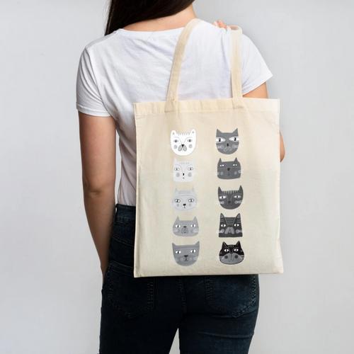 Cat Themed Artist Value Scale Educational Art Teacher Canvas Tote Bag - teacherstshirts.com UK