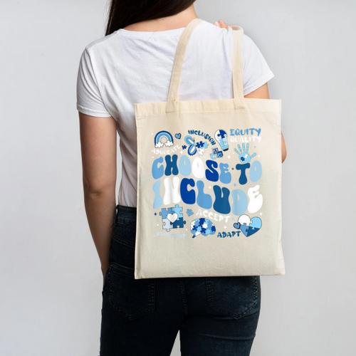 Choose To Include Inclusion Matters Autism Awareness Teacher Canvas Tote Bag - teacherstshirts.com