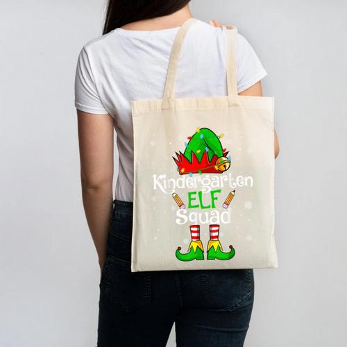 Christmas Kindergarten Elf Squad Teacher Student Canvas Tote Bag - teacherstshirts.com AU