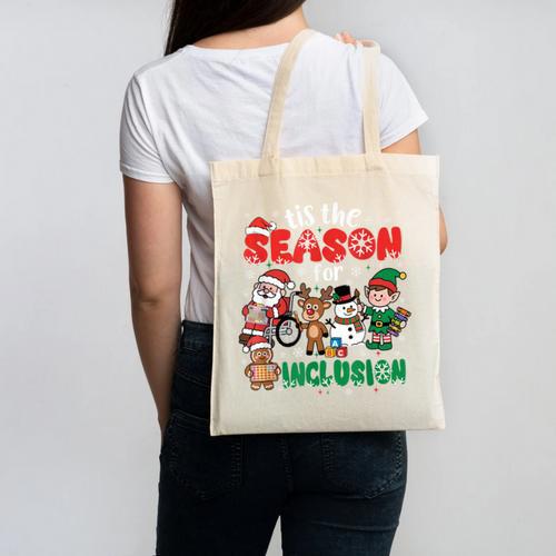 Christmas Sped Teacher Tis The Season For Inclusion Women Canvas Tote Bag - teacherstshirts.com