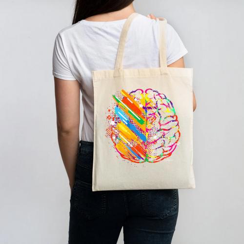 Colorful Brain Art Teacher Artist Painter Student Canvas Tote Bag - teacherstshirts.com AU