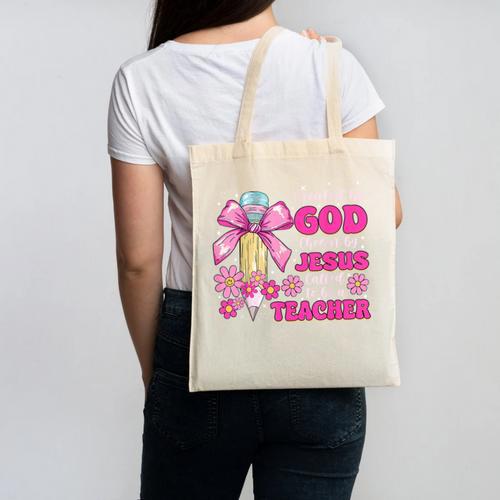 Created By God Called To Teacher Jesus Christian Teacher Canvas Tote Bag - teacherstshirts.com