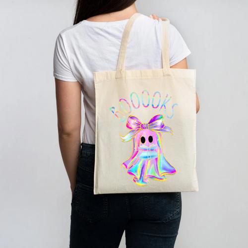 Cute Ghost Book Reading Halloween Teacher Top Girls Women Canvas Tote Bag - teacherstshirts.com DE