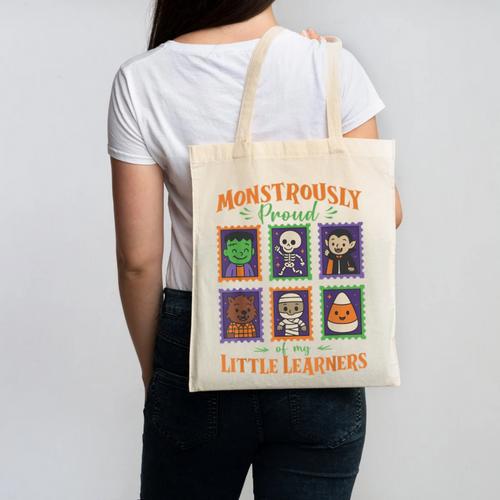 Cute Halloween Teacher Canvas Tote Bag - teacherstshirts.com