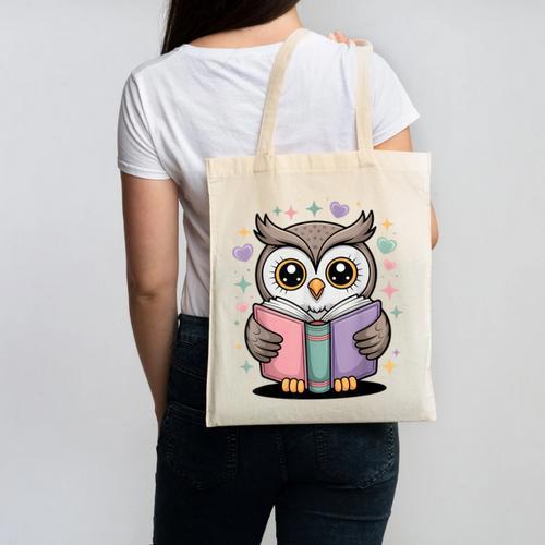 Cute Reading Owl Book Lover Teacher Librarian Bookworm Canvas Tote Bag - teacherstshirts.com AU