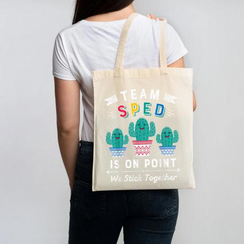 Cute SPED Teacher Special Education Cactus SPED Teacher Canvas Tote Bag - teacherstshirts.com UK