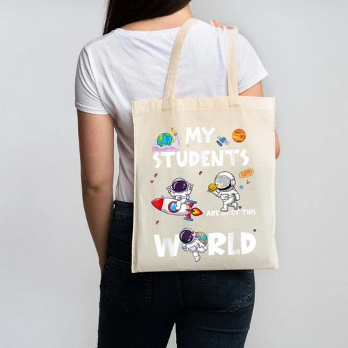 Cute Teacher My Students Are Out-Of This World Space Canvas Tote Bag - teacherstshirts.com UK