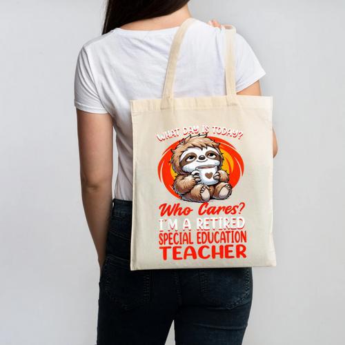 What Day Is Today Retired Special Education Teacher Canvas Tote Bag - teacherstshirts.com