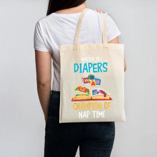 Daycare Provider Master Of Diapers Childcare Teacher Canvas Tote Bag - teacherstshirts.com