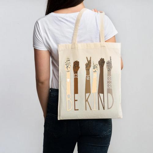 Deaf Be Kind Sign Language Hand Talking Teachers Interpreter Canvas Tote Bag - teacherstshirts.com AU