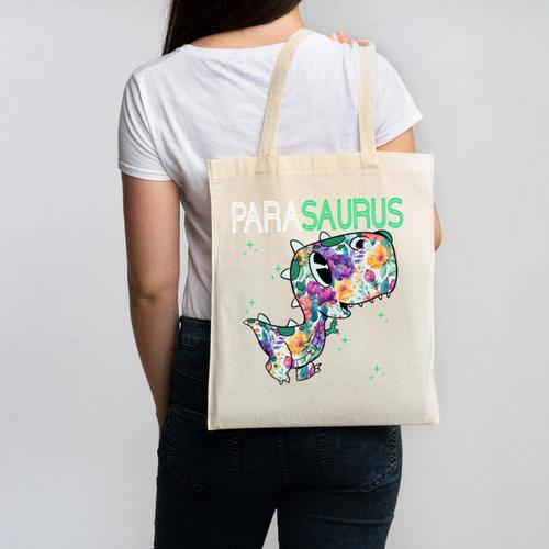 Dino Para Professional Teacher Collection T-Rex Dinosaur Paraeducator Assistant Teacher Canvas Tote Bag - teacherstshirts.com