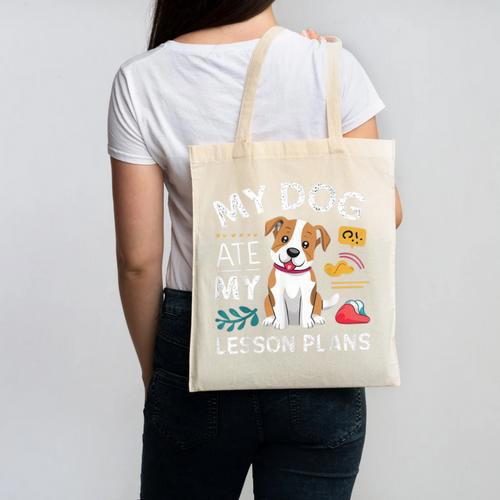 My Dog Ate My Lesson Plan Teacher Back To School Canvas Tote Bag - teacherstshirts.com