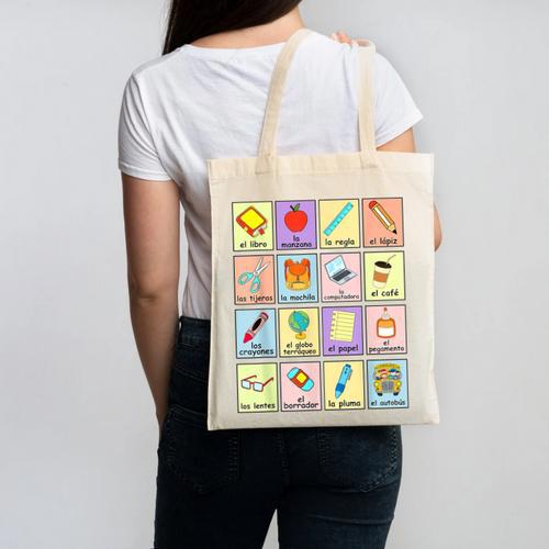 Dual Language Crew Bilingual Spanish Teacher Back To School For Men Women Canvas Tote Bag - teacherstshirts.com CA